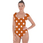 Polka Dots - White on Burnt Orange Short Sleeve Leotard (Ladies)