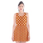 Polka Dots - White on Burnt Orange Scoop Neck Skater Dress