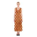 Polka Dots - White on Burnt Orange Full Print Maxi Dress