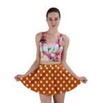 Polka Dots - White on Burnt Orange Mini Skirt