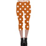 Polka Dots - White on Burnt Orange Capri Leggings