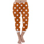 Polka Dots - White on Burnt Orange Capri Winter Leggings