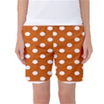 Polka Dots - White on Burnt Orange Women s Basketball Shorts