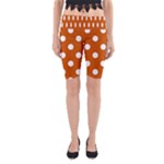 Polka Dots - White on Burnt Orange Yoga Cropped Leggings