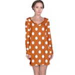 Polka Dots - White on Burnt Orange Long Sleeve Nightdress
