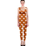 Polka Dots - White on Burnt Orange OnePiece Catsuit