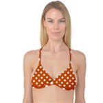 Polka Dots - White on Burnt Orange Reversible Tri Bikini Top