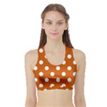 Polka Dots - White on Burnt Orange Women s Sports Bra with Border