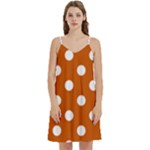 Polka Dots - White on Burnt Orange Women s Reversible Sports Bra with Border