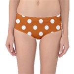 Polka Dots - White on Burnt Orange Mid-Waist Bikini Bottoms