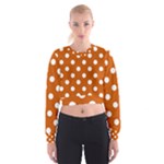 Polka Dots - White on Burnt Orange Women s Cropped Sweatshirt