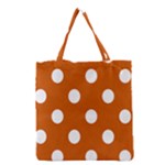 Polka Dots - White on Burnt Orange Grocery Tote Bag