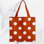 Polka Dots - White on Burnt Orange Zipper Grocery Tote Bag