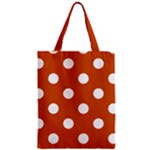 Polka Dots - White on Burnt Orange Zipper Classic Tote Bag