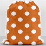 Polka Dots - White on Burnt Orange Drawstring Bag (Large)