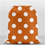 Polka Dots - White on Burnt Orange Drawstring Bag (Small)