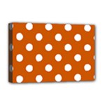 Polka Dots - White on Burnt Orange Deluxe Canvas 18  x 12  (Stretched)