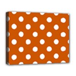 Polka Dots - White on Burnt Orange Deluxe Canvas 20  x 16  (Stretched)