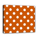 Polka Dots - White on Burnt Orange Deluxe Canvas 24  x 20  (Stretched)