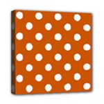 Polka Dots - White on Burnt Orange Mini Canvas 8  x 8  (Stretched)