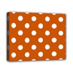 Polka Dots - White on Burnt Orange Canvas 10  x 8  (Stretched)