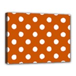 Polka Dots - White on Burnt Orange Canvas 16  x 12  (Stretched)