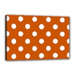 Polka Dots - White on Burnt Orange Canvas 18  x 12  (Stretched)
