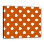 Polka Dots - White on Burnt Orange Canvas 20  x 16  (Stretched)
