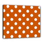 Polka Dots - White on Burnt Orange Canvas 24  x 20  (Stretched)