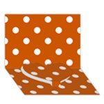 Polka Dots - White on Burnt Orange Heart Bottom 3D Greeting Card (7x5)