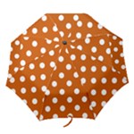 Polka Dots - White on Burnt Orange Folding Umbrella