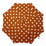 Polka Dots - White on Burnt Orange Hook Handle Umbrella (Large)