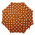 Polka Dots - White on Burnt Orange Hook Handle Umbrella (Small)