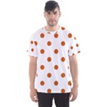 Polka Dots - Burnt Orange on White Men s Sport Mesh Tee