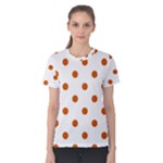 Polka Dots - Burnt Orange on White Women s Cotton Tee