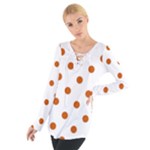 Polka Dots - Burnt Orange on White Women s Tie Up Tee