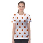 Polka Dots - Burnt Orange on White Women s Sport Mesh Tee