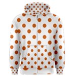 Polka Dots - Burnt Orange on White Men s Zipper Hoodie