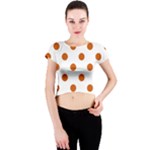 Polka Dots - Burnt Orange on White Crew Neck Crop Top