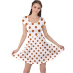 Polka Dots - Burnt Orange on White Cap Sleeve Dress