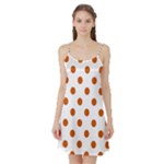 Polka Dots - Burnt Orange on White Satin Night Slip