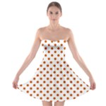 Polka Dots - Burnt Orange on White Strapless Bra Top Dress