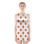 Polka Dots - Burnt Orange on White Women s Cutout Shoulder Dress