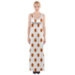 Polka Dots - Burnt Orange on White Maxi Thigh Split Dress