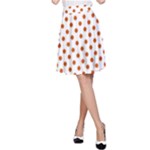 Polka Dots - Burnt Orange on White A-Line Skirt