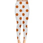Polka Dots - Burnt Orange on White Women s Leggings
