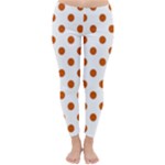 Polka Dots - Burnt Orange on White Winter Leggings