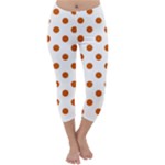 Polka Dots - Burnt Orange on White Capri Winter Leggings