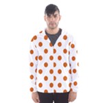 Polka Dots - Burnt Orange on White Hooded Wind Breaker (Men)