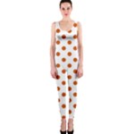 Polka Dots - Burnt Orange on White OnePiece Catsuit